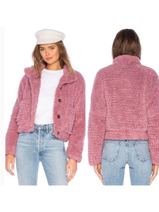 Tularosa Jackets & Blazers - Tularosa Oversized Teddy Bomber Jacket‎ Quilted lining SZ S Pink